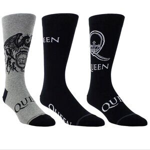 3 Pairs Officially Licensed Rock Band QUEEN Poly Cotton Crew Socks